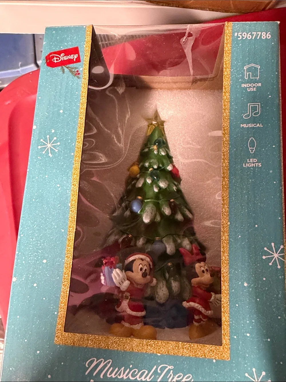 Disney Green Musical Christmas Tree Figurine with Mickey & Minnie